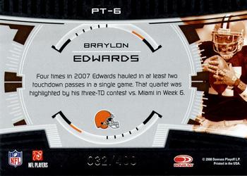 2008 Donruss Elite - Prime Targets Black #PT-6 Braylon Edwards Back