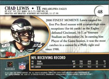 2001 Finest #48 Chad Lewis Back