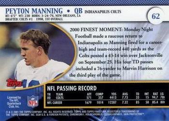 2001 Finest #62 Peyton Manning Back