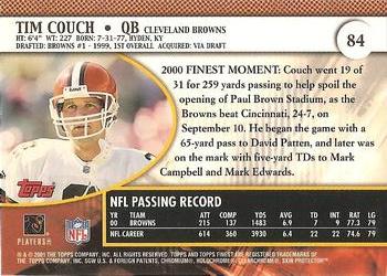 2001 Finest #84 Tim Couch Back