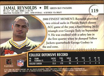 2001 Finest #119 Jamal Reynolds Back