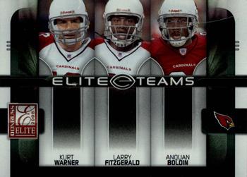 2008 Donruss Elite - Elite Teams Black #ET-5 Kurt Warner / Larry Fitzgerald / Anquan Boldin  Front