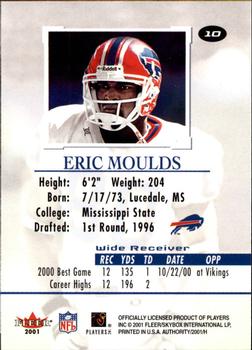 2001 Fleer Authority #10 Eric Moulds Back
