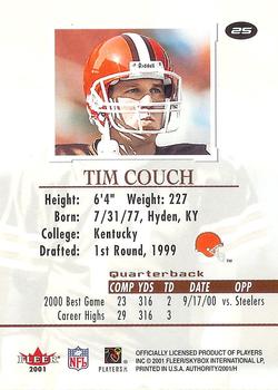 2001 Fleer Authority #25 Tim Couch Back
