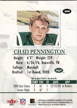 2001 Fleer Authority #38 Chad Pennington Back