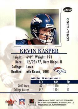 2001 Fleer Authority #153 Kevin Kasper Back