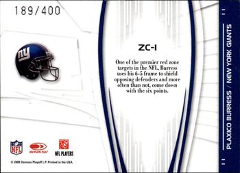 2008 Donruss Elite - Zoning Commission Black #ZC-1 Plaxico Burress Back
