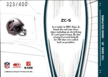 2008 Donruss Elite - Zoning Commission Black #ZC-5 Ted Ginn Jr. Back