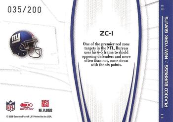 2008 Donruss Elite - Zoning Commission Red #ZC-1 Plaxico Burress Back