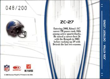 2008 Donruss Elite - Zoning Commission Red #ZC-27 Jon Kitna Back