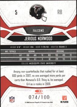 2008 Donruss Gridiron Gear - Gold Holofoil O's #5 Jerious Norwood Back