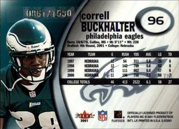 2001 Fleer E-X #96 Correll Buckhalter Back