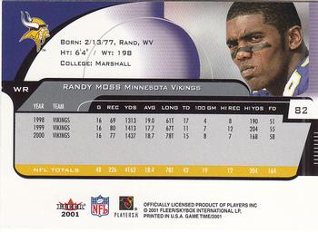 2001 Fleer Game Time #82 Randy Moss Back