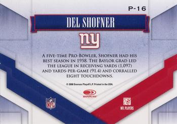2008 Donruss Gridiron Gear - Performers Red #P-16 Del Shofner Back