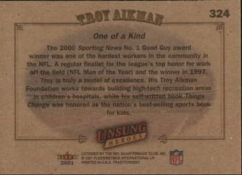 2001 Fleer Tradition Glossy #324 Troy Aikman Back