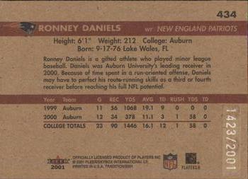 2001 Fleer Tradition Glossy #434 Ronney Daniels Back