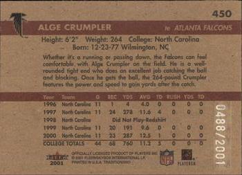 2001 Fleer Tradition Glossy #450 Alge Crumpler Back