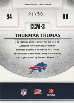 2008 Donruss Threads - Century Collection Materials Prime #CCM-3 Thurman Thomas Back