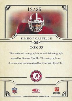 2008 Donruss Threads - College Gridiron Kings Autographs #CGK-33 Simeon Castille Back