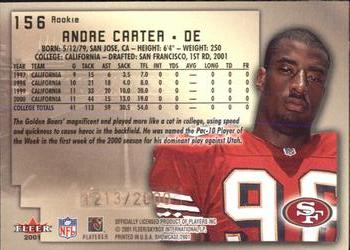 2001 Fleer Showcase #156 Andre Carter Back