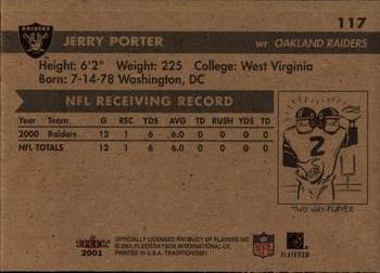 2001 Fleer Tradition #117 Jerry Porter Back