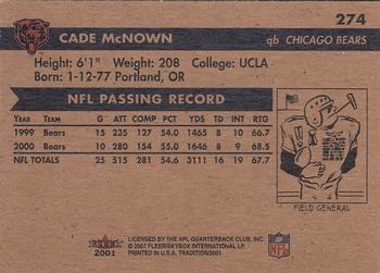 2001 Fleer Tradition #274 Cade McNown Back