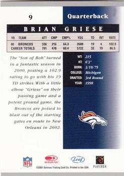 2001 Leaf Certified Materials #9 Brian Griese Back