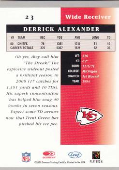 2001 Leaf Certified Materials #23 Derrick Alexander Back
