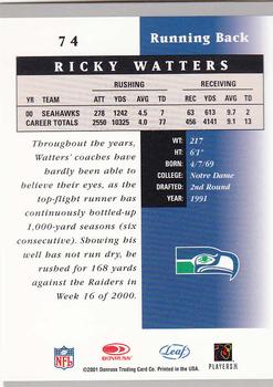 2001 Leaf Certified Materials #74 Ricky Watters Back
