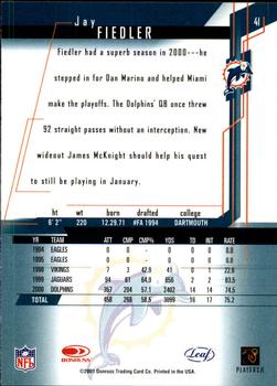 2001 Leaf Rookies & Stars #41 Jay Fiedler Back