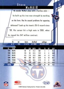 2001 Leaf Rookies & Stars #81 Steve McNair Back