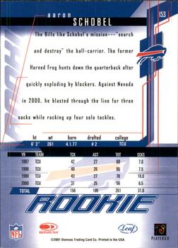 2001 Leaf Rookies & Stars #153 Aaron Schobel Back