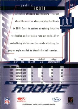 2001 Leaf Rookies & Stars #158 Cedric Scott Back