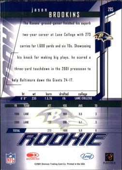 2001 Leaf Rookies & Stars #295 Jason Brookins Back