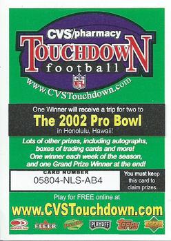 2001 Pacific #NNO CVS/pharmacy Touchdown Football (Join and Play Free) Front