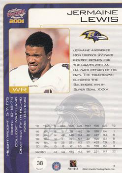 2001 Pacific #38 Jermaine Lewis Back