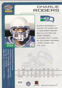 2001 Pacific #402 Charlie Rogers Back
