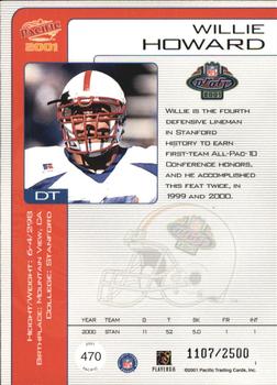 2001 Pacific #470 Willie Howard Back