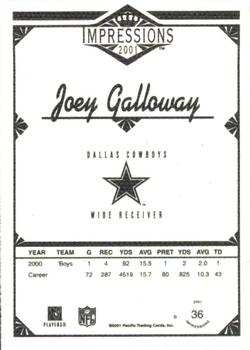 2001 Pacific Canvas Impressions #36 Joey Galloway Back