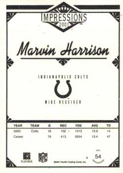 2001 Pacific Canvas Impressions #54 Marvin Harrison Back