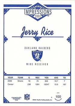2001 Pacific Canvas Impressions #100 Jerry Rice Back