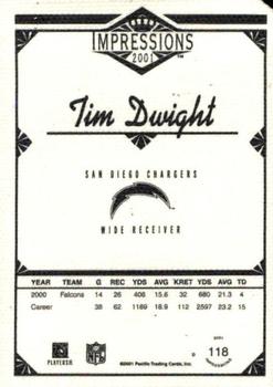 2001 Pacific Canvas Impressions #118 Tim Dwight Back