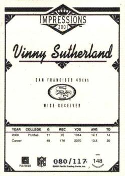 2001 Pacific Canvas Impressions #148 Vinny Sutherland Back