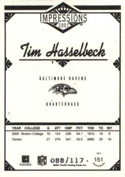 2001 Pacific Canvas Impressions #151 Tim Hasselbeck Back