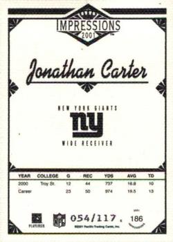2001 Pacific Canvas Impressions #186 Jonathan Carter Back