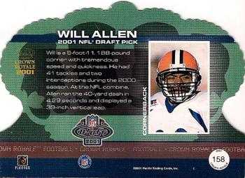 2001 Pacific Crown Royale #158 Will Allen Back