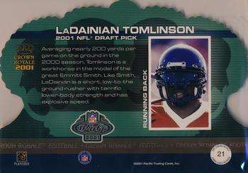 2001 Pacific Crown Royale - Jumbo-Sized Rookies #21 LaDainian Tomlinson Back