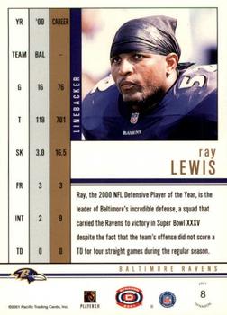 2001 Pacific Dynagon #8 Ray Lewis Back