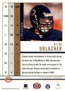 2001 Pacific Dynagon #19 Brian Urlacher Back