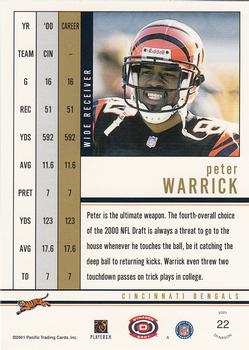 2001 Pacific Dynagon #22 Peter Warrick Back